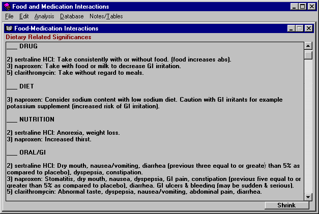 Sample screen: Enlarged view of report info